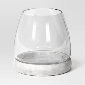 Threshold Medium Round Glass w Cement Base Indoor Outdoor Terrarium 5.75"x5.75"